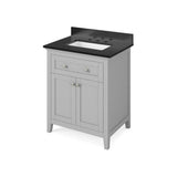 Jeffrey Alexander - 30'' Grey Chatham Vanity, Black Granite Vanity Top, undermount rectangle bowl - Grey