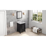 Jeffrey Alexander - 24'' Black Cade Vanity, White Carrara Marble Vanity Top, undermount rectangle bowl - Black