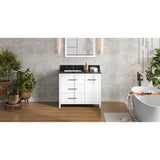 Jeffrey Alexander - 42'' White Katara Vanity, Left Offset, Black Granite Vanity Top, Undermount Rectangle Bowl - White