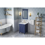 Jeffrey Alexander - 24'' Hale Blue Chatham Vanity, White Carrara Marble Vanity Top, undermount rectangle bowl - Hale Blue