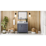 Jeffrey Alexander - 36'' Blue Steel Theodora Vanity, left offset - Blue Steel