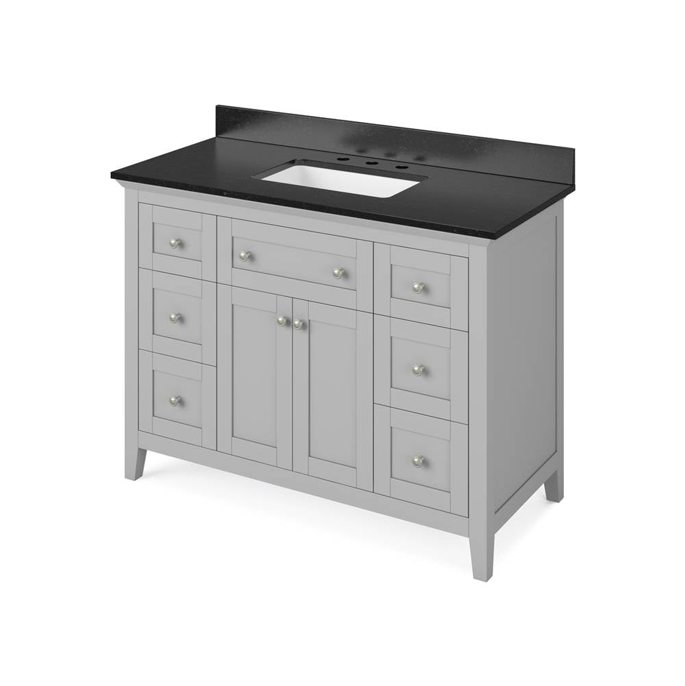 Jeffrey Alexander - 48'' Grey Chatham Vanity, Black Granite Vanity Top, undermount rectangle bowl - Grey