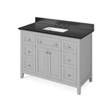 Jeffrey Alexander - 48'' Grey Chatham Vanity, Black Granite Vanity Top, undermount rectangle bowl - Grey
