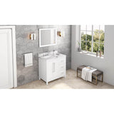 36'' Black Cade Vanity, left offset, Calacatta Vienna Quartz Vanity Top, undermount rectangle bowl
