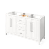 60'' Black Cade Vanity, double bowl, White Carrara Marble Vanity Top, two undermount rectangle bowls
