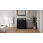 Jeffrey Alexander - 36'' Black Katara Vanity, Left Offset, Black Granite Vanity Top, Undermount Rectangle Bowl - Black