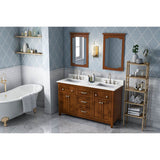 60'' Chocolate Chatham Vanity, double bowl, Calacatta Vienna Quartz Vanity Top, two undermount rectangle bowls