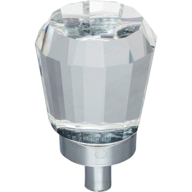 Jeffrey Alexander - 1'' Overall Length Polished Chrome Faceted Glass Harlow Cabinet Knob - Polished Chrome