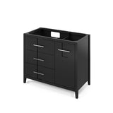 42'' Black Katara Vanity, Left Offset, Black Granite Vanity Top, Undermount Rectangle Bowl