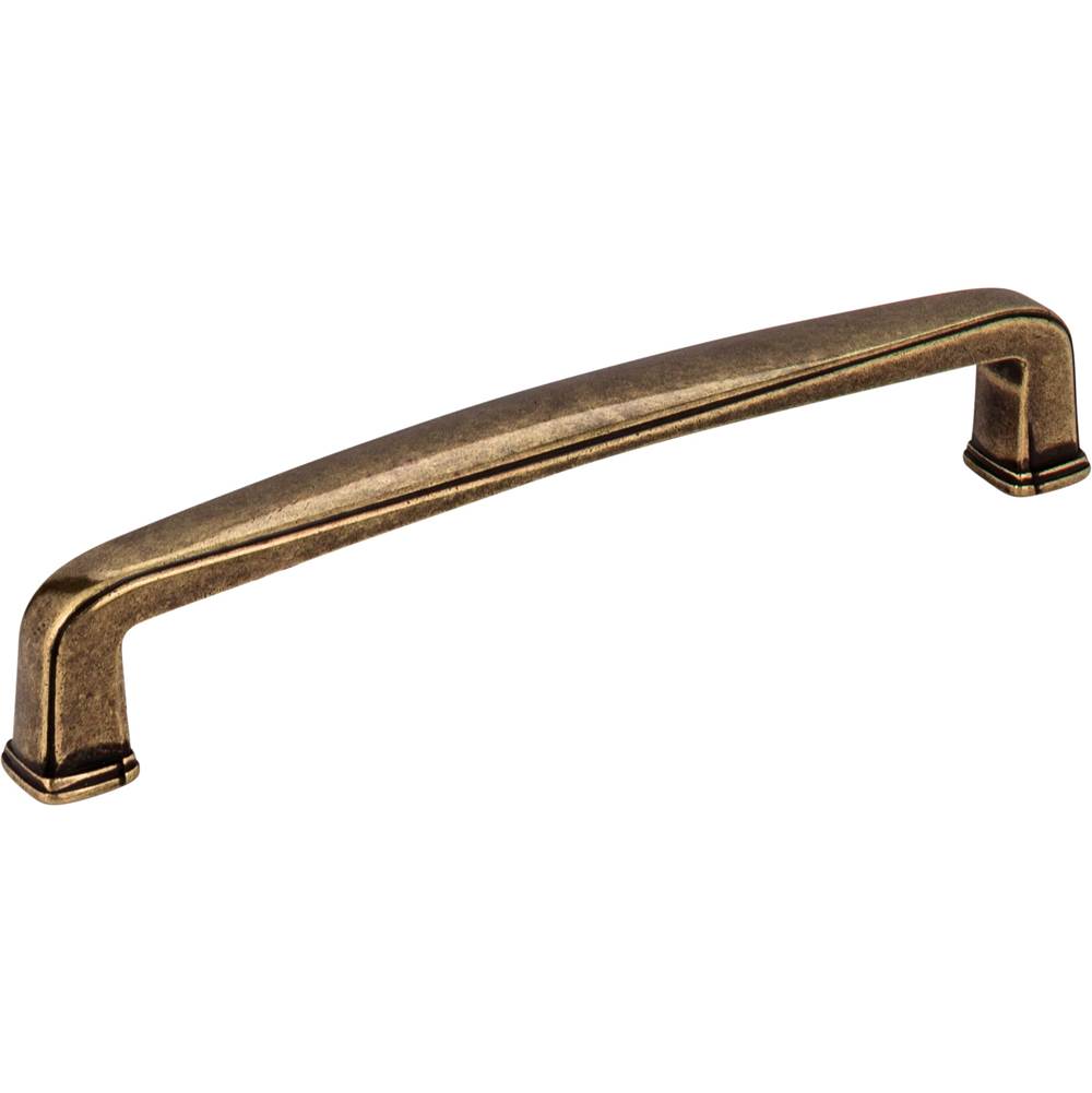 Jeffrey Alexander - 128 mm Center-to-Center Lightly Distressed Antique Brass Square Milan 1 Cabinet Pull - Distressed Antique Brass