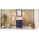Jeffrey Alexander - 24'' Hale Blue Theodora Vanity, Calacatta Vienna Quartz Vanity Top, Undermount Rectangle Bowl - Hale Blue