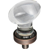 Jeffrey Alexander - 1-1/4'' Overall Length Brushed Oil Rubbed Bronze Football Glass Harlow Cabinet Knob - Brushed Oil Rubbed Bronze