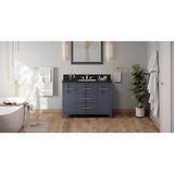 Jeffrey Alexander - 48'' Blue Steel Katara Vanity, Black Granite Vanity Top, Undermount Rectangle Bowl - Blue Steel