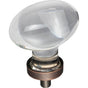 Jeffrey Alexander - 1-5/8'' Overall Length Brushed Oil Rubbed Bronze Football Glass Harlow Cabinet Knob - Brushed Oil Rubbed Bronze