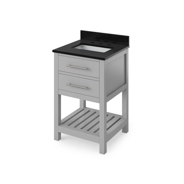 Jeffrey Alexander - 24'' Grey Wavecrest Vanity, Black Granite Vanity Top, undermount rectangle bowl - Grey