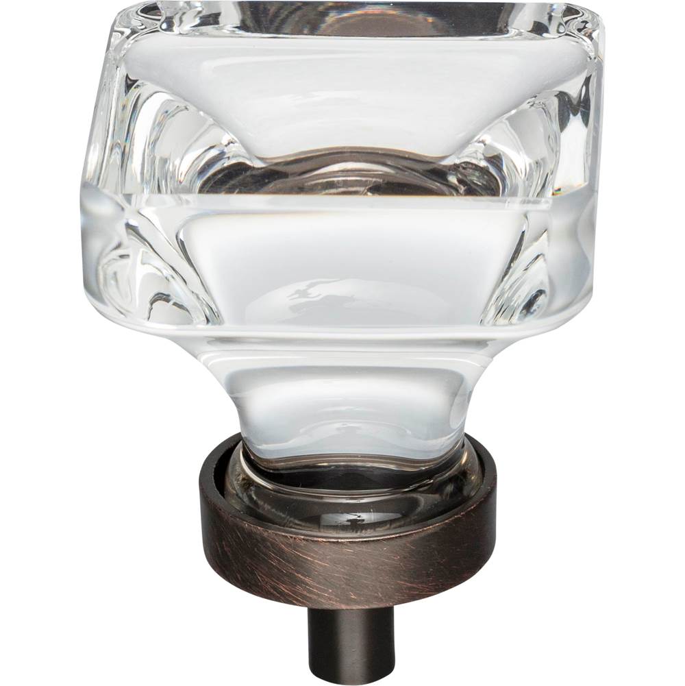 1-3/8'' Overall Length Brushed Oil Rubbed Bronze Square Glass Harlow Cabinet Knob