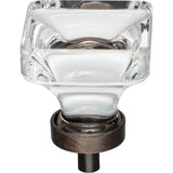 1-3/8'' Overall Length Brushed Oil Rubbed Bronze Square Glass Harlow Cabinet Knob