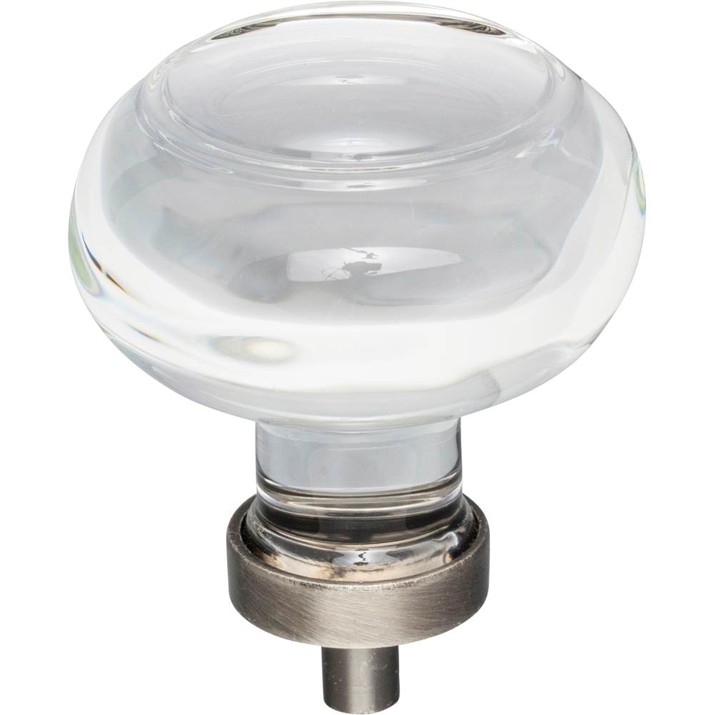 Jeffrey Alexander - 1-3/4'' Diameter Brushed Pewter Button Glass Harlow Cabinet Knob - Brushed Pewter
