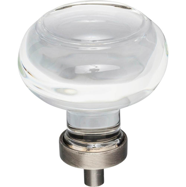Jeffrey Alexander - 1-3/4'' Diameter Brushed Pewter Button Glass Harlow Cabinet Knob - Brushed Pewter
