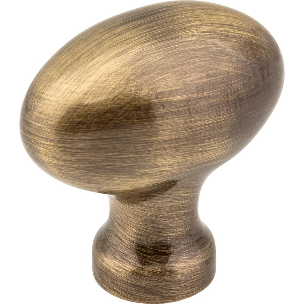 Jeffrey Alexander - 1-9/16'' Overall Length Brushed Antique Brass Football Lyon Cabinet Knob - Brushed Antique Brass