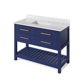 Jeffrey Alexander - 48'' Hale Blue Wavecrest Vanity, White Carrara Marble Vanity Top, undermount rectangle bowl - Hale Blue