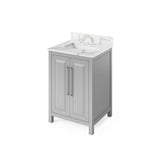 Jeffrey Alexander - 24'' Grey Cade Vanity, Calacatta Vienna Quartz Vanity Top, undermount rectangle bowl - Grey