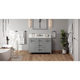 Jeffrey Alexander - 48'' Grey Katara Vanity, Calacatta Vienna Quartz Vanity Top, Undermount Rectangle Bowl - Grey