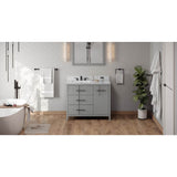 Jeffrey Alexander - 42'' Grey Katara Vanity, Left Offset, White Carrara Marble Vanity Top, Undermount Rectangle Bowl - Grey