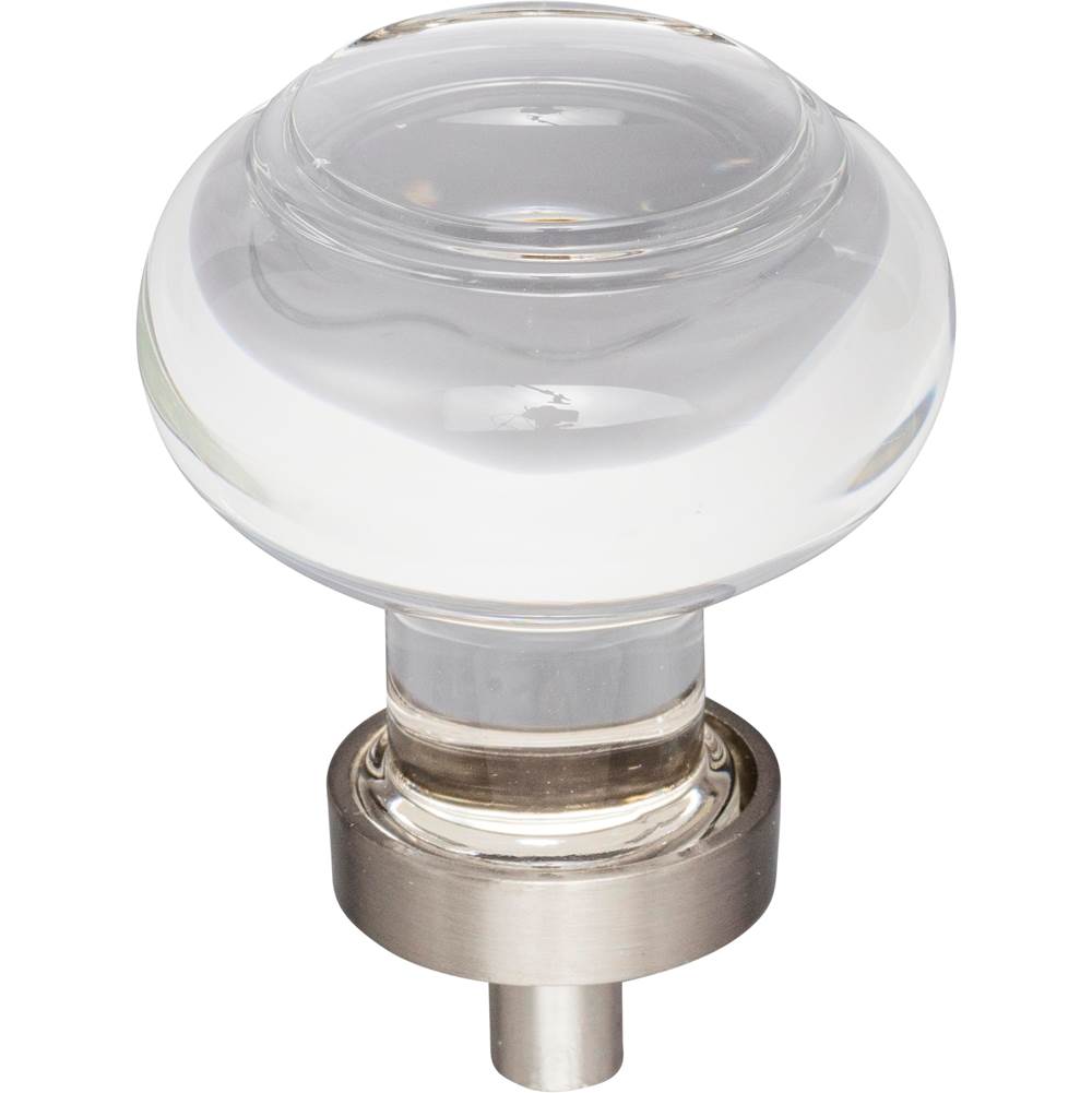 Jeffrey Alexander - 1-7/16'' Diameter Satin Nickel Button Glass Harlow Cabinet Knob - Satin Nickel