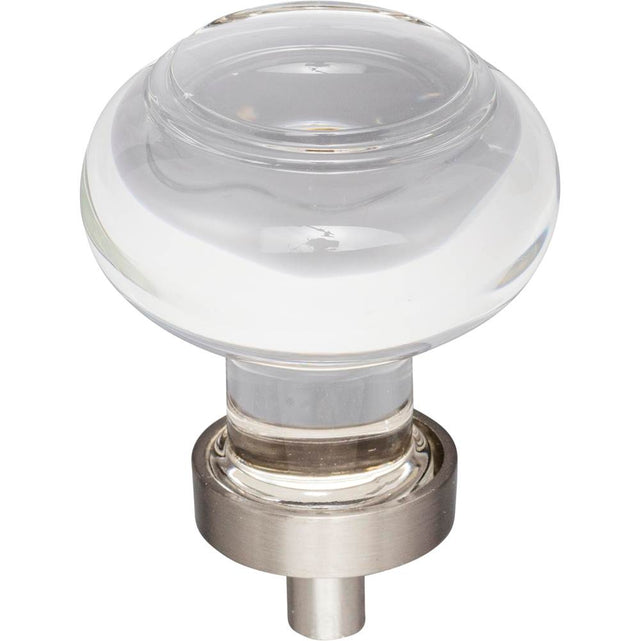 Jeffrey Alexander - 1-7/16'' Diameter Satin Nickel Button Glass Harlow Cabinet Knob - Satin Nickel