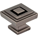 Jeffrey Alexander - 1-1/4'' Overall Length Brushed Pewter Square Delmar Cabinet Knob - Brushed Pewter