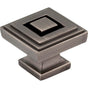 Jeffrey Alexander - 1-1/4'' Overall Length Brushed Pewter Square Delmar Cabinet Knob - Brushed Pewter