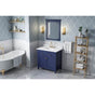 Jeffrey Alexander - 36'' Hale Blue Chatham Vanity, White Carrara Marble Vanity Top, undermount rectangle bowl - Hale Blue
