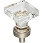 Jeffrey Alexander - 1'' Overall Length Satin Nickel Square Glass Harlow Cabinet Knob - Satin Nickel