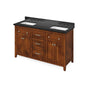 Jeffrey Alexander - 60'' Chocolate Chatham Vanity, double bowl, Black Granite Vanity Top, two undermount rectangle bowls - Chocolate