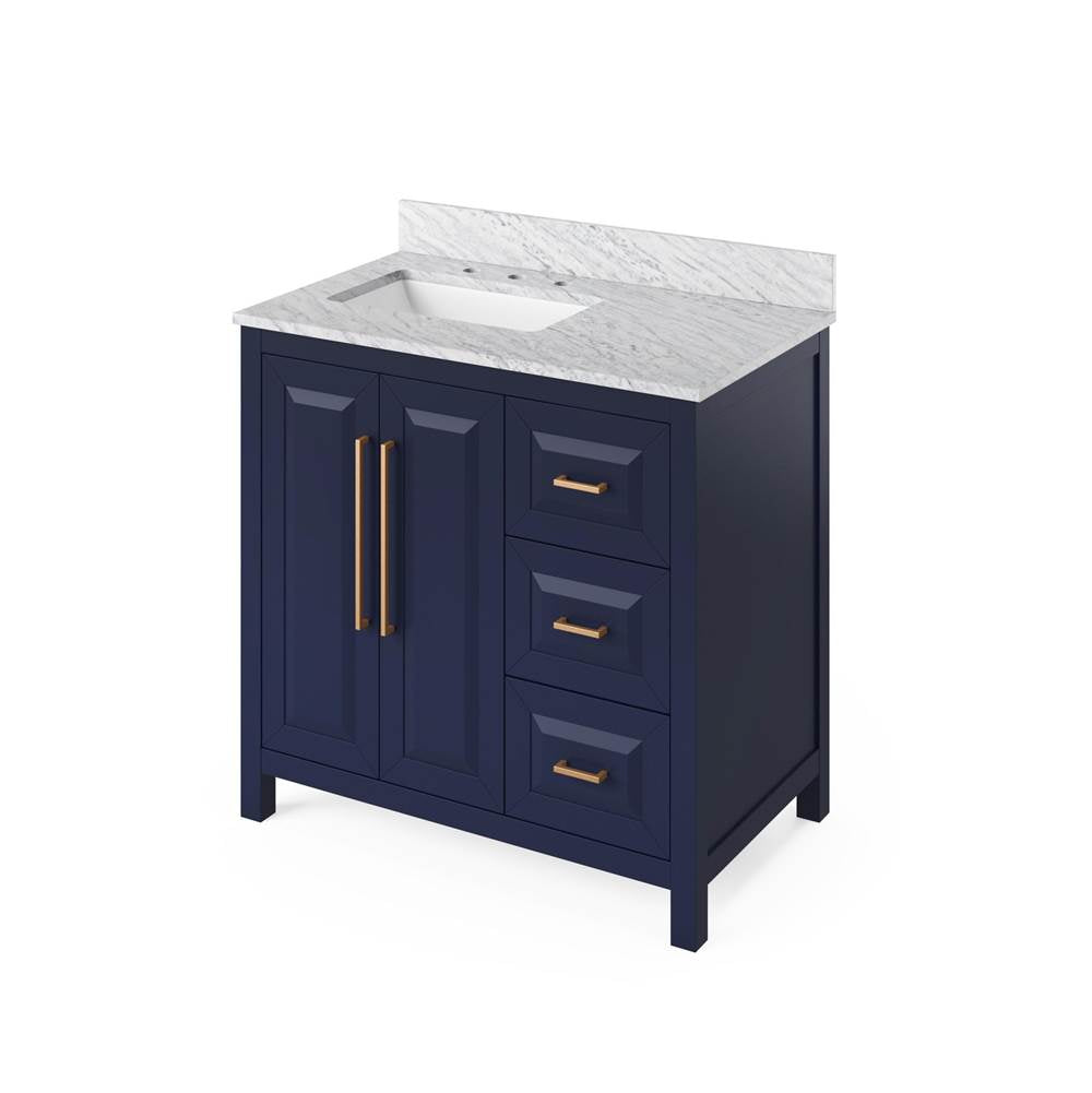 Jeffrey Alexander - 36'' Hale Blue Cade Vanity, left offset - Hale Blue