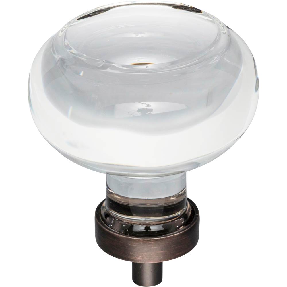 Jeffrey Alexander - 1-3/4'' Diameter Brushed Oil Rubbed Bronze Button Glass Harlow Cabinet Knob - Brushed Oil Rubbed Bronze