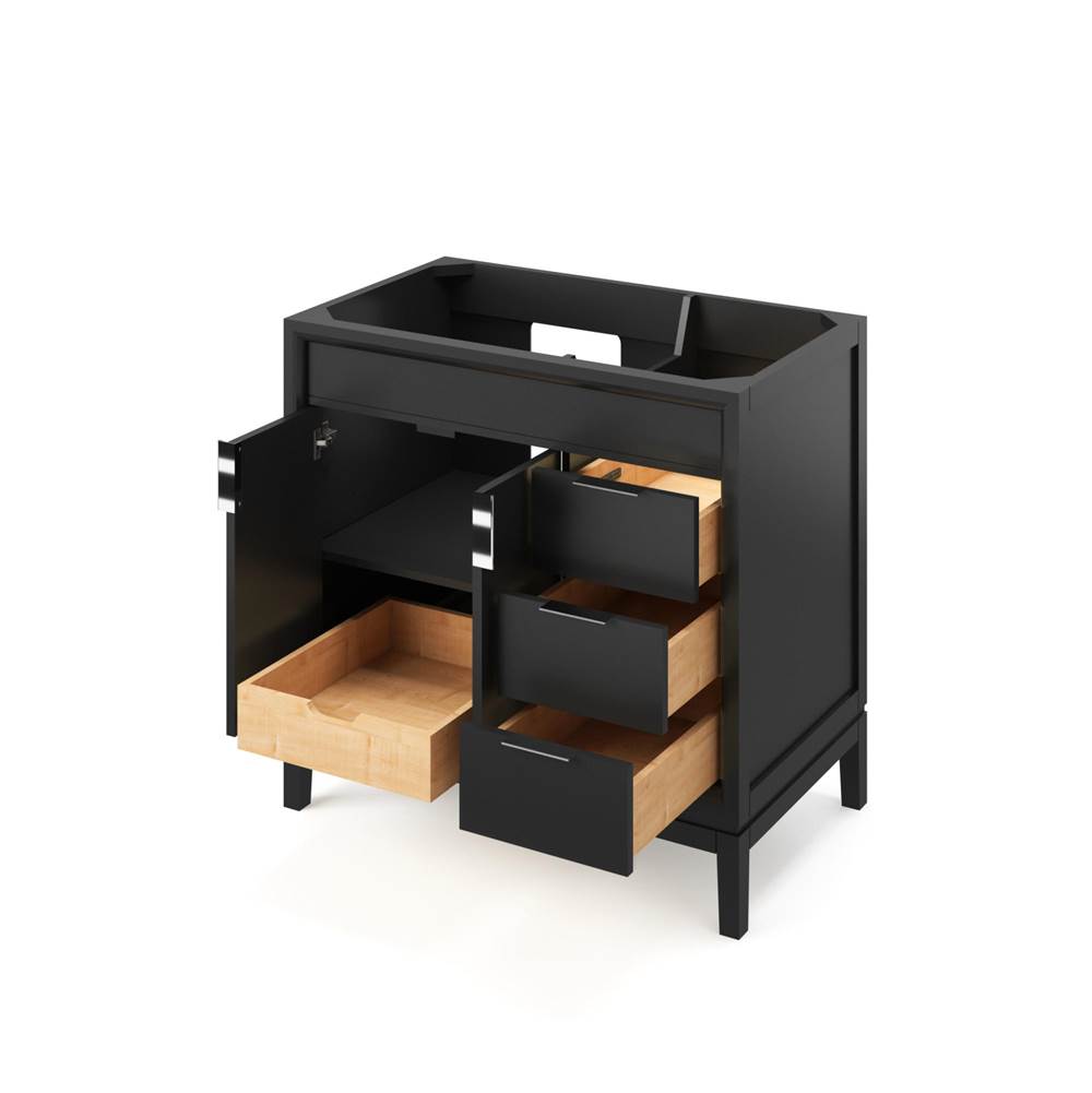 36'' Black Theodora Vanity, left offset