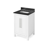 Jeffrey Alexander - 24'' White Cade Vanity, Black Granite Vanity Top, undermount rectangle bowl - White