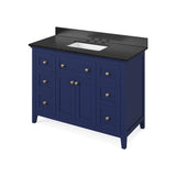 Jeffrey Alexander - 48'' Hale Blue Chatham Vanity, Black Granite Vanity Top, undermount rectangle bowl - Hale Blue