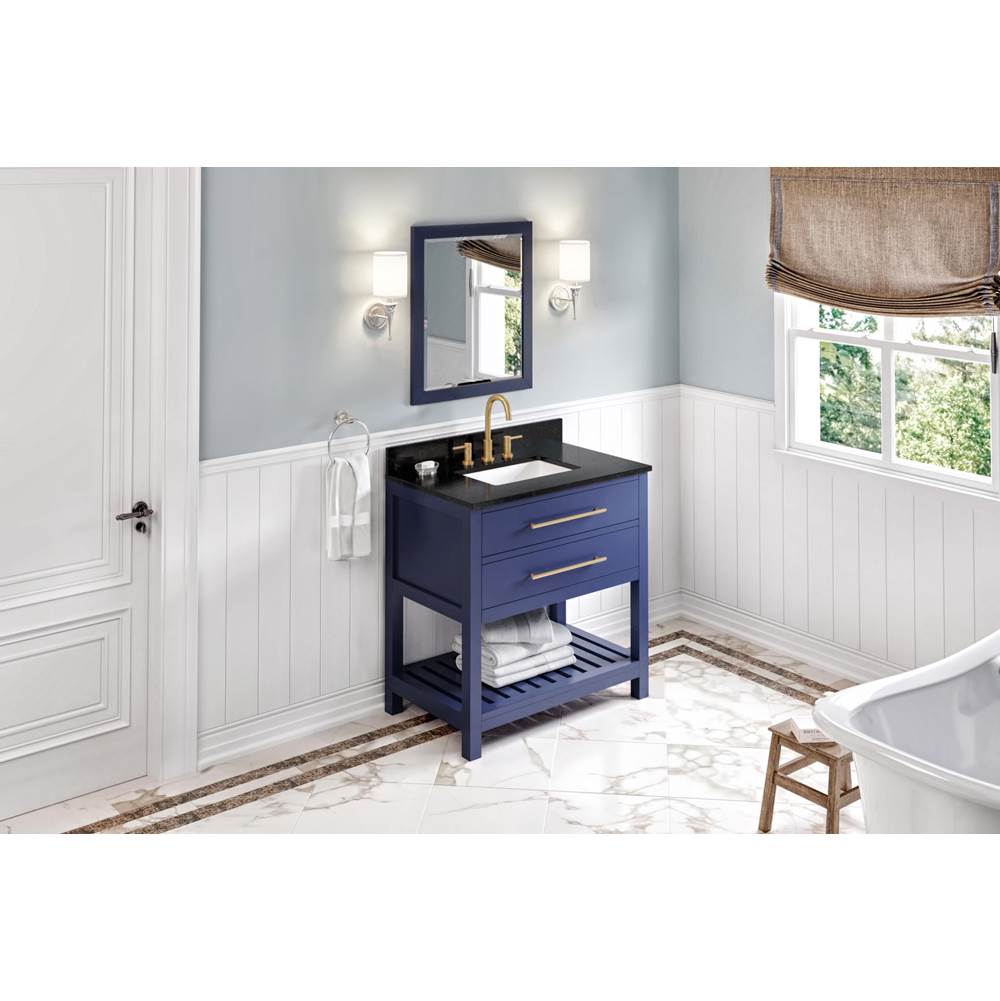 36'' Hale Blue Wavecrest Vanity, Black Granite Vanity Top, undermount rectangle bowl