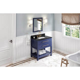 36'' Hale Blue Wavecrest Vanity, Black Granite Vanity Top, undermount rectangle bowl