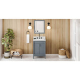 Jeffrey Alexander - 24'' Blue Steel Theodora Vanity, White Carrara Marble Vanity Top, Undermount Rectangle Bowl - Blue Steel