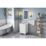 Jeffrey Alexander - 24'' White Chatham Vanity, White Carrara Marble Vanity Top, undermount rectangle bowl - White