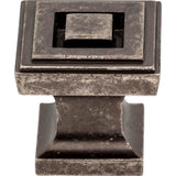 1'' Overall Length Distressed Pewter Square Delmar Cabinet Knob