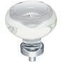 Jeffrey Alexander - 1-3/4'' Diameter Polished Chrome Button Glass Harlow Cabinet Knob - Polished Chrome