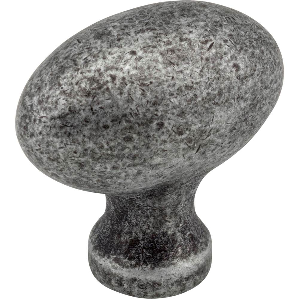 Jeffrey Alexander - 1-9/16'' Overall Length Distressed Antique Silver Football Lyon Cabinet Knob - Distressed Antique Silver