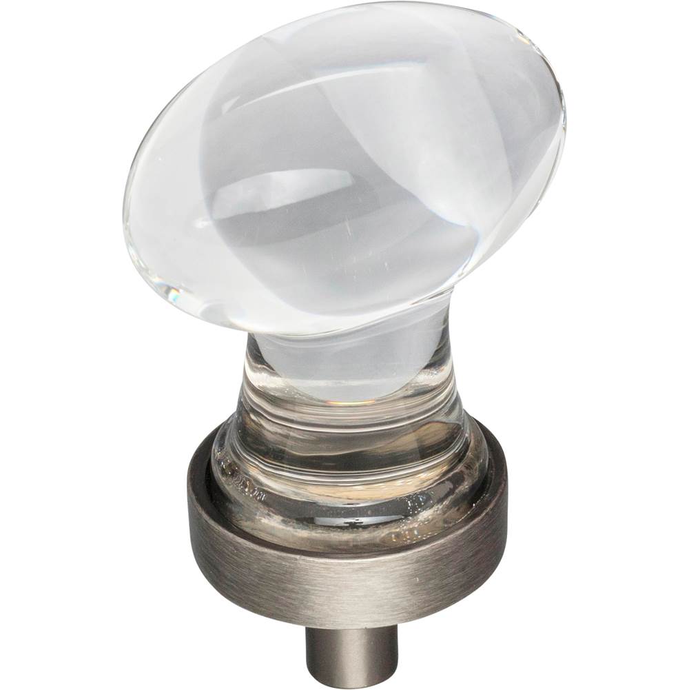 Jeffrey Alexander - 1-1/4'' Overall Length Brushed Pewter Football Glass Harlow Cabinet Knob - Brushed Pewter