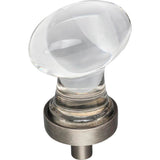 Jeffrey Alexander - 1-1/4'' Overall Length Brushed Pewter Football Glass Harlow Cabinet Knob - Brushed Pewter