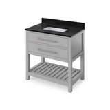 Jeffrey Alexander - 36'' Grey Wavecrest Vanity, Black Granite Vanity Top, undermount rectangle bowl - Grey